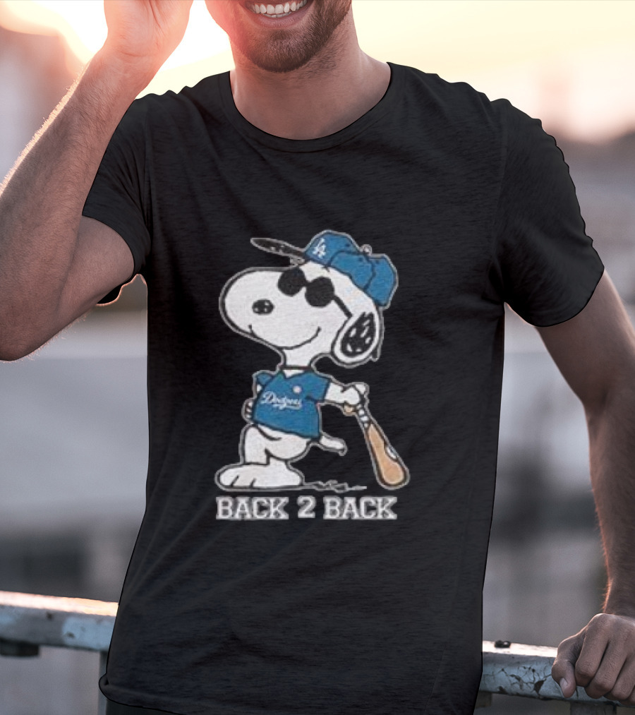 Snoopy Dodgers Back 2 Back Baseball Champion T-Shirt