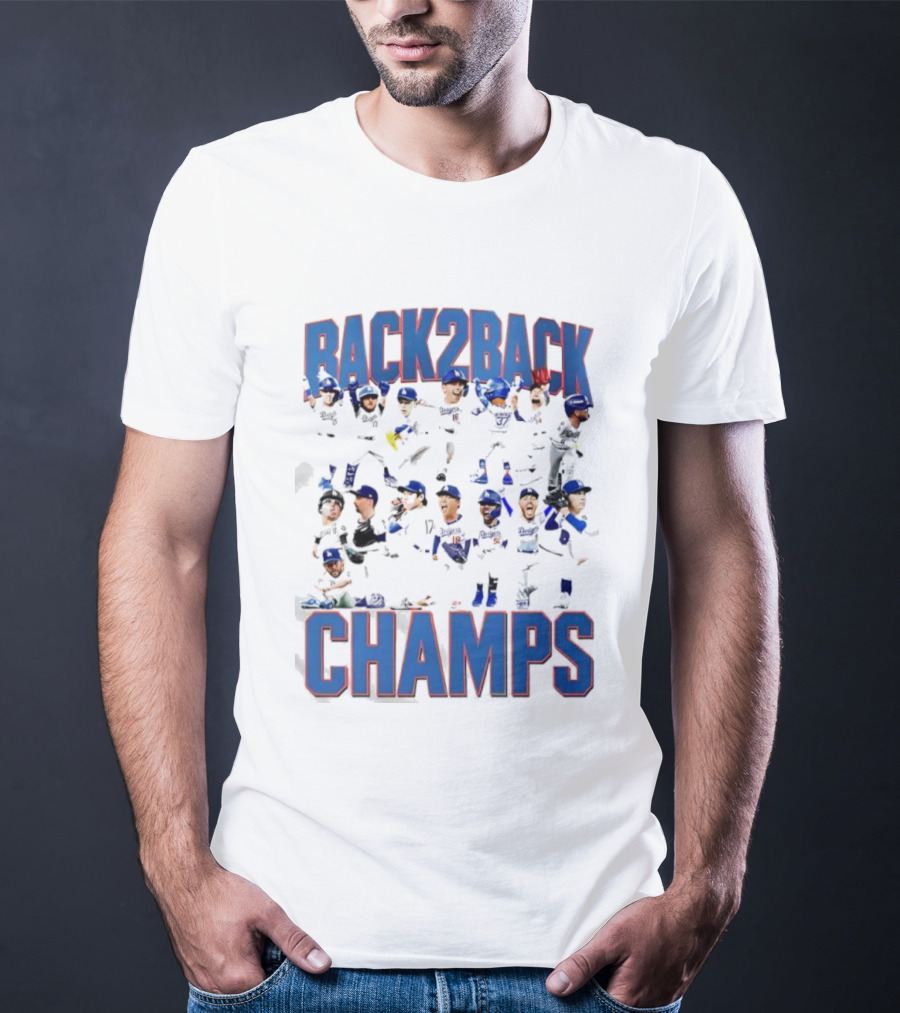 Back 2 Back LA Dodgers Champs Team Celebration T-Shirt