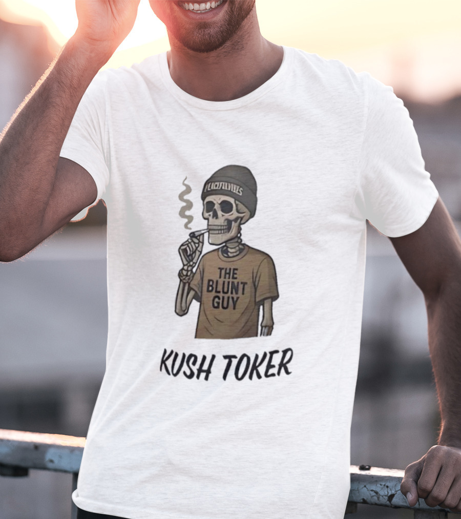Kush Toker Skeleton Smoking The Blunt Guy T-Shirt