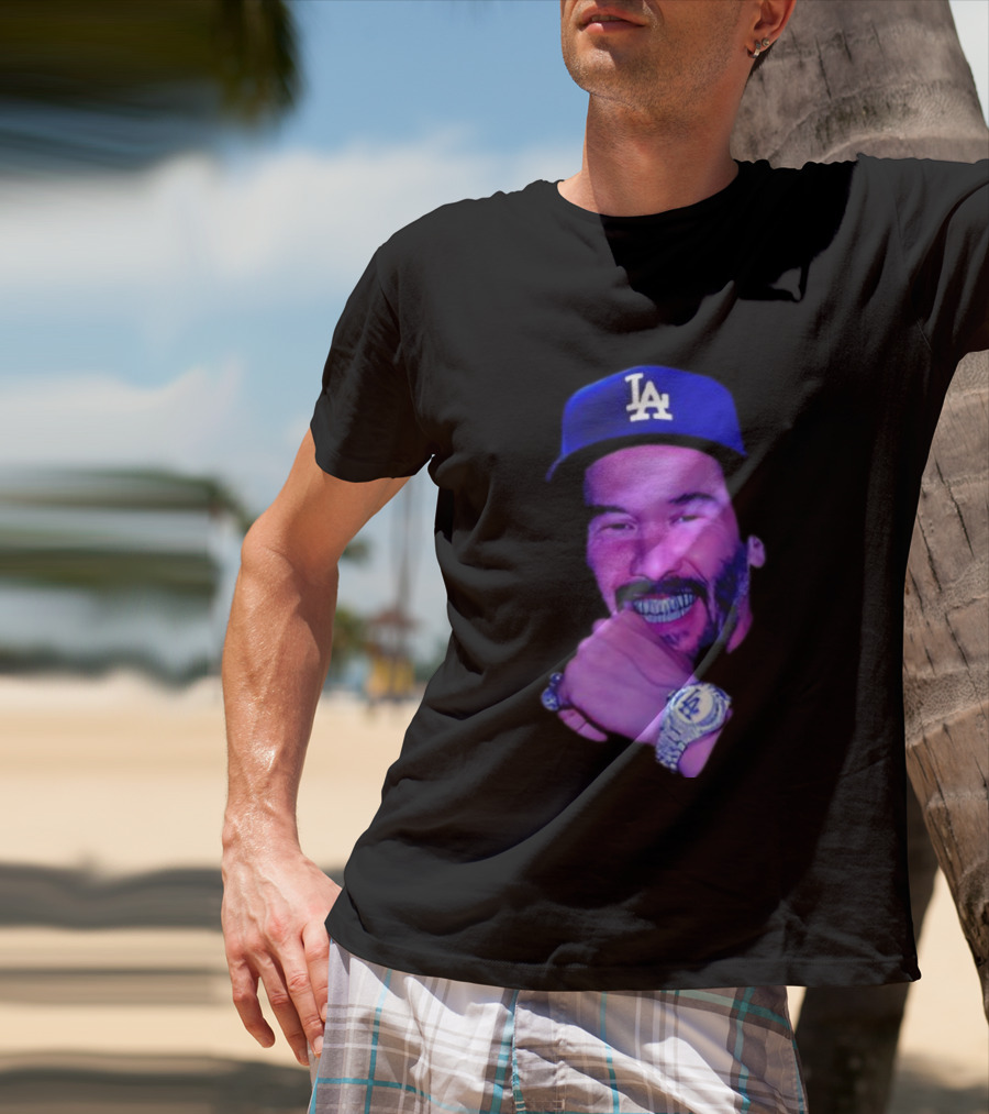 LA Dodgers Keanu Reeves Diamond Grill Bling T-Shirt