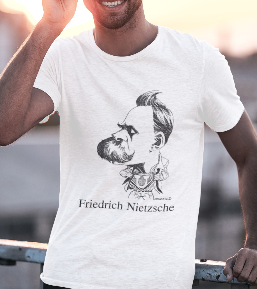 Friedrich Nietzsche Caricature Silhouette Image T-Shirt