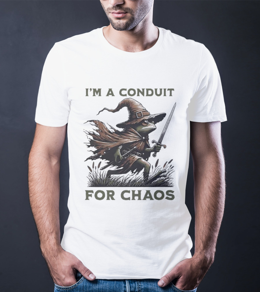 I'm A Conduit For Chaos Frog Wizard Sword T-Shirt