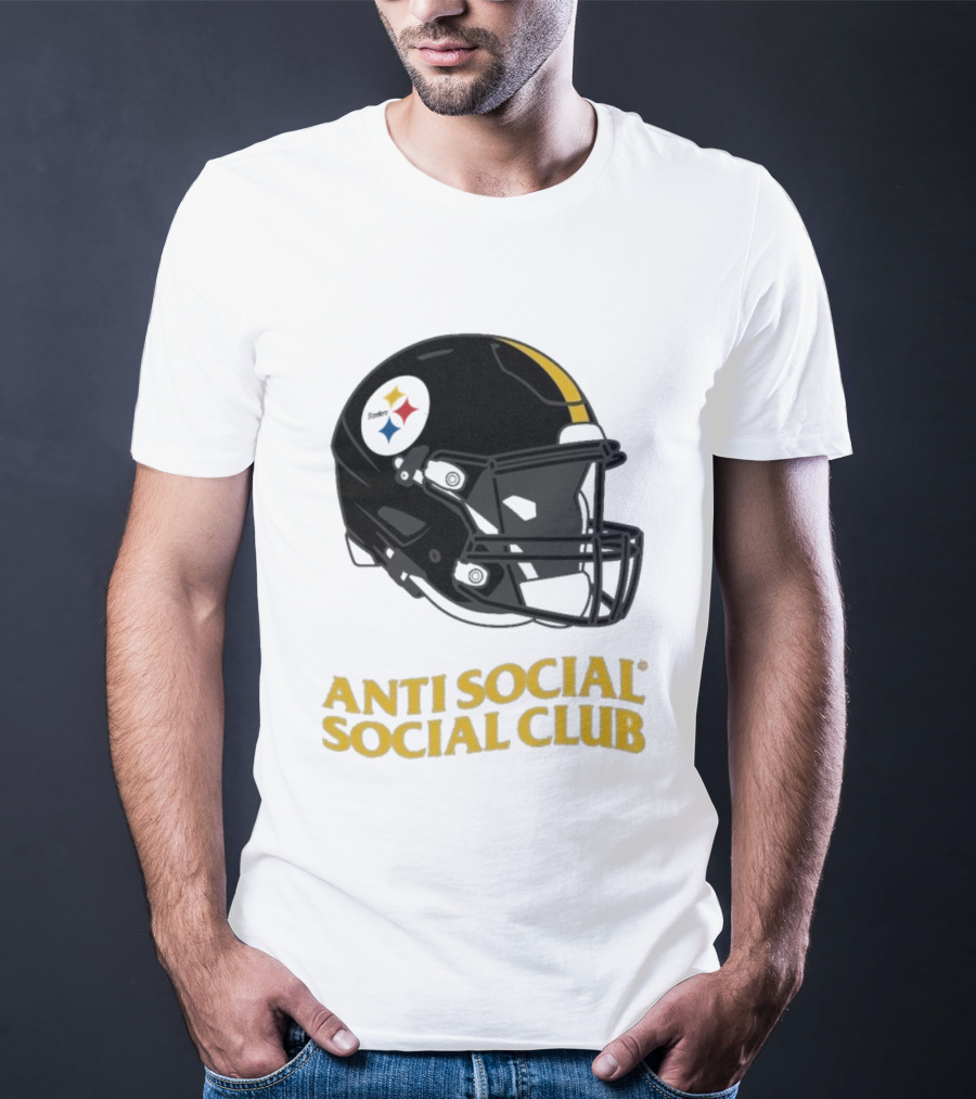 Anti Social Social Club Pittsburgh Steelers NFL Helmet Collaboration T-Shirt