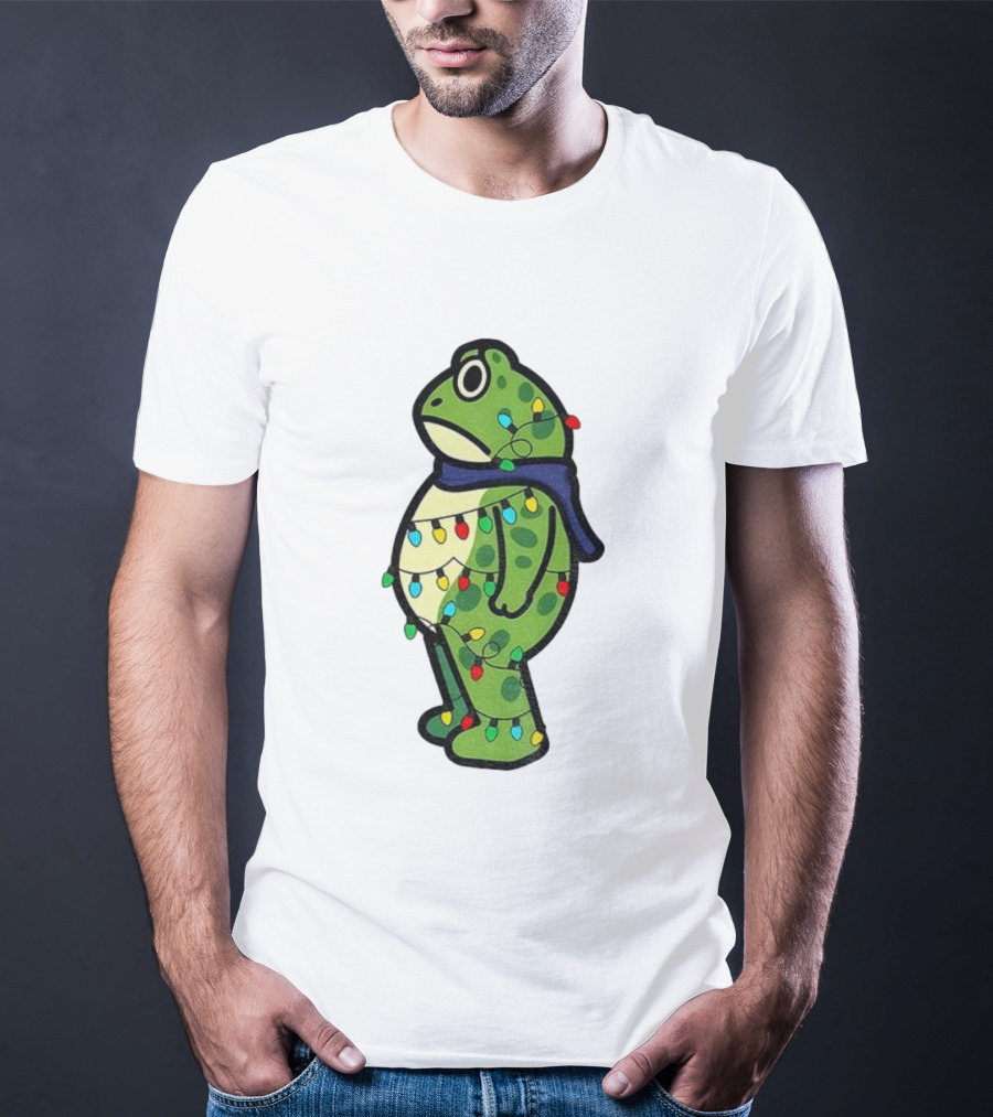 Political Portland Frog Merry Resistmas Christmas Lights Holiday T-Shirt