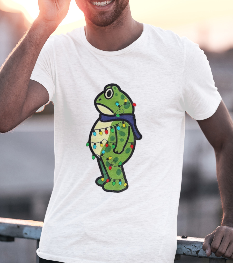 Political Portland Frog Merry Resistmas Christmas Lights Holiday T-Shirt