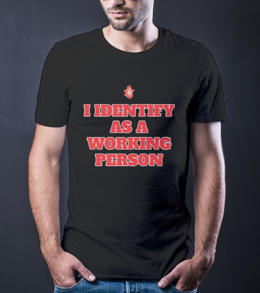 I Identify As A Working Person Red Retro Style Cowboy Symbol T-Shirt