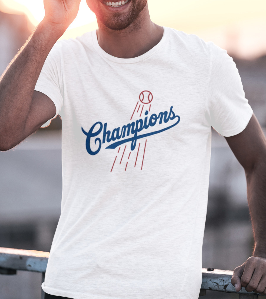 Champions Baseball Red Blue Artistic MLB Style T-Shirt