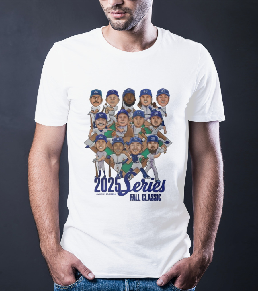 Los Angeles Dodgers 2025 Series Fall Classic Baseball Team Caricature Players T-Shirt
