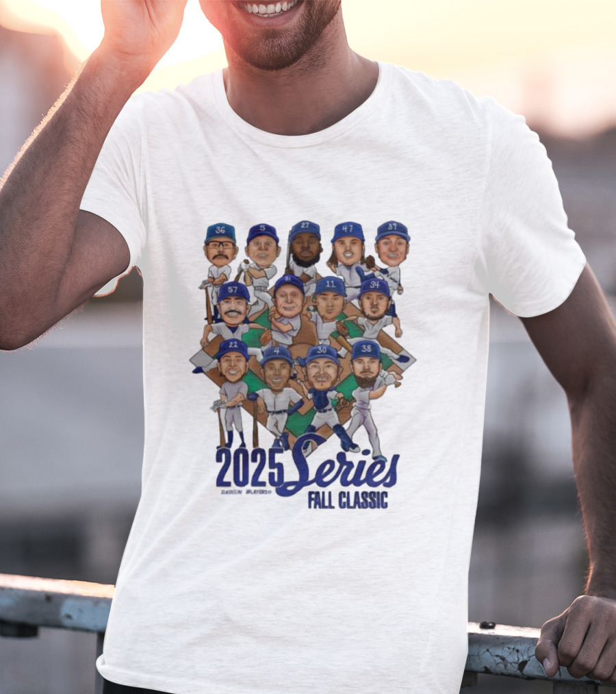 Los Angeles Dodgers 2025 Series Fall Classic Baseball Team Caricature Players T-Shirt