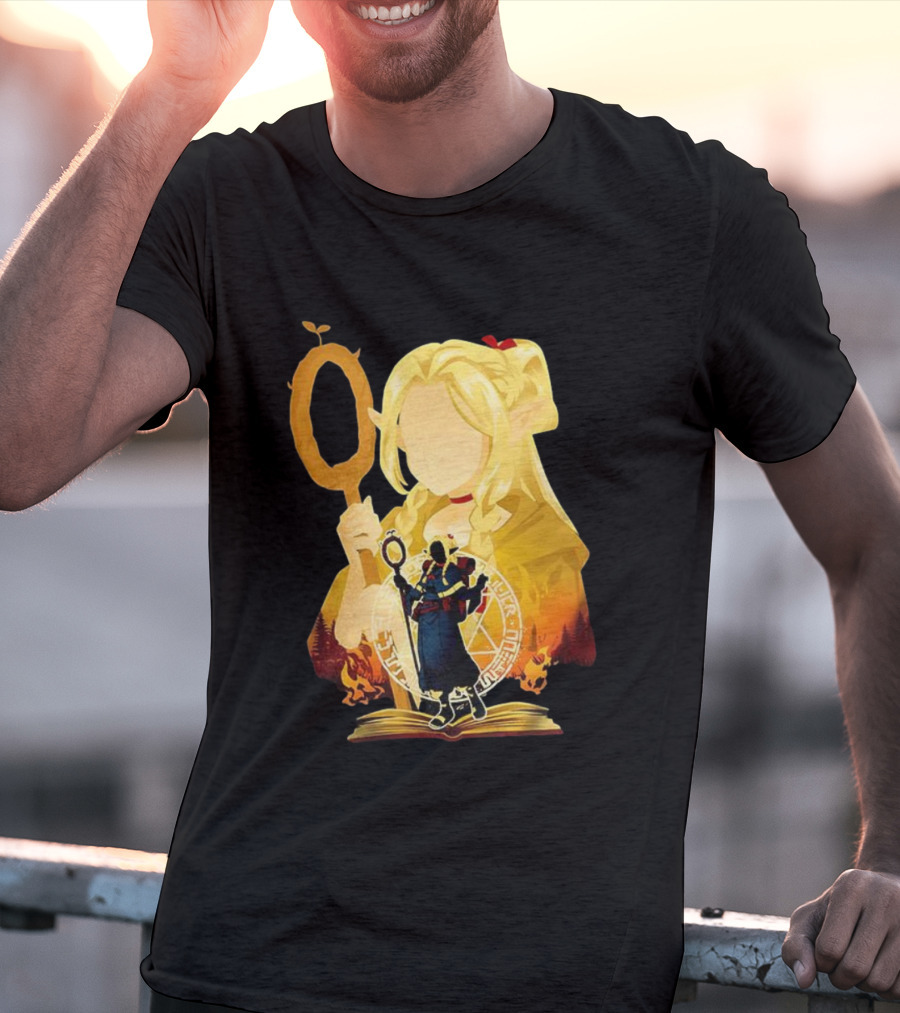 Marcille Donato Delicious In Dungeon Anime Arcane Revival Character With Magic Staff T-Shirt