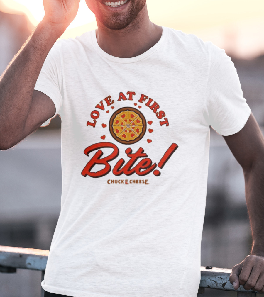 Love At First Bite Chuck E Cheese Pizza Hearts T-Shirt