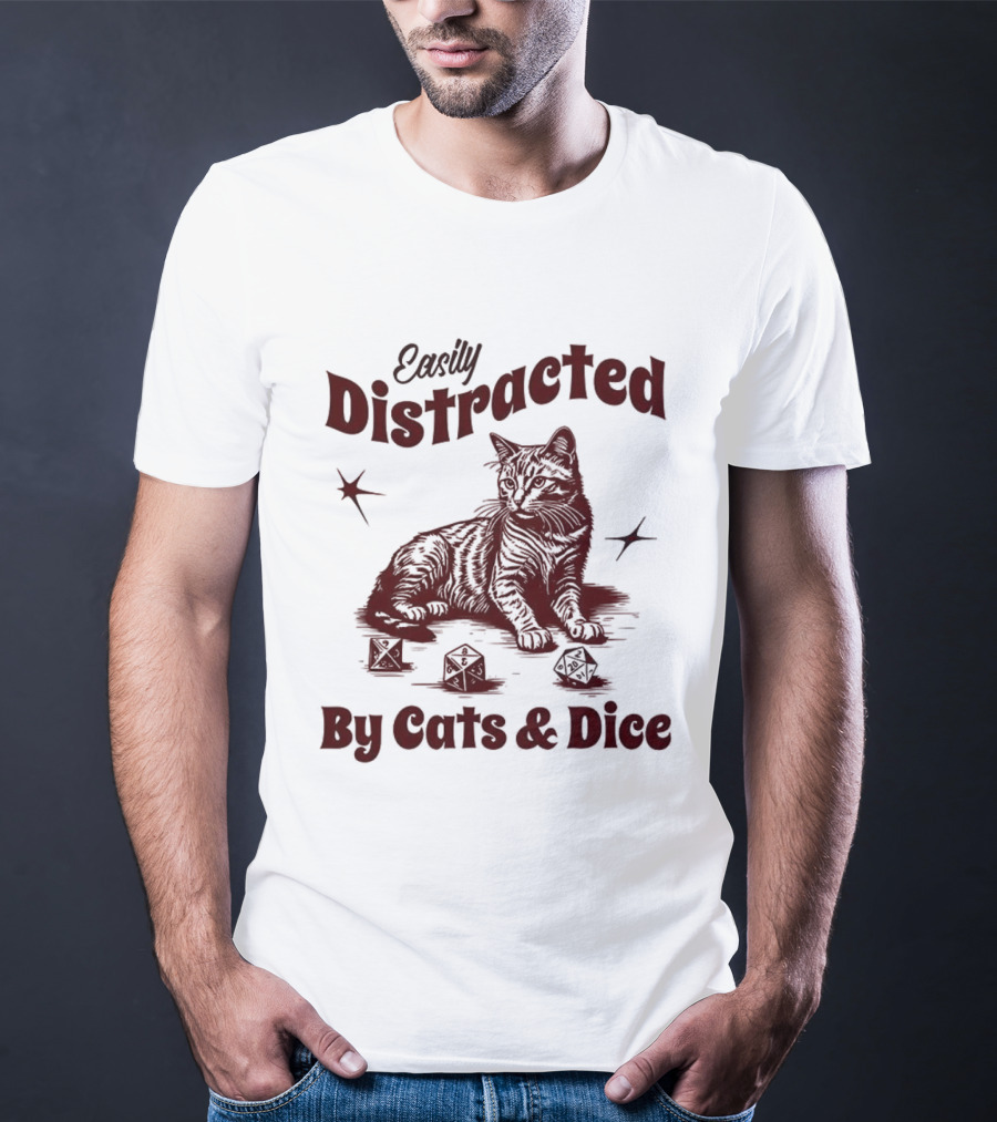 Easily Distracted By Cats And Dice T-Shirt