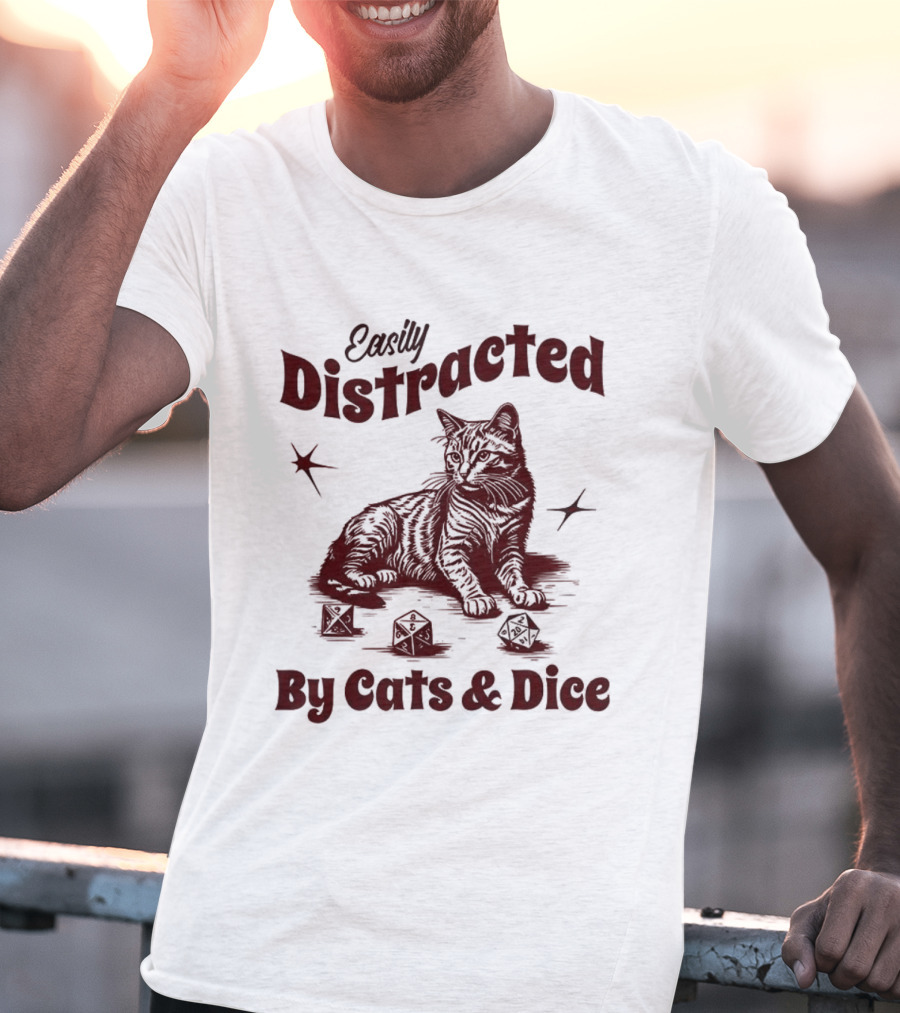 Easily Distracted By Cats And Dice T-Shirt