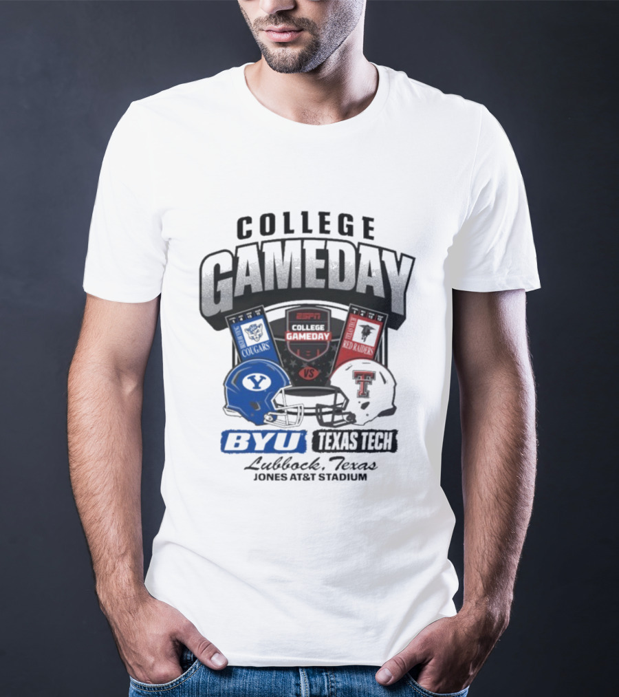 BYU Cougars Vs Texas Tech Red Raiders College Gameday ESPN Jones AT&T Stadium Lubbock Texas T-Shirt