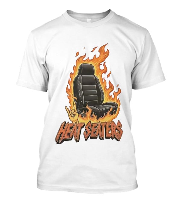 Heat Seaters Flaming Car Seat Rock Emoji T-Shirt