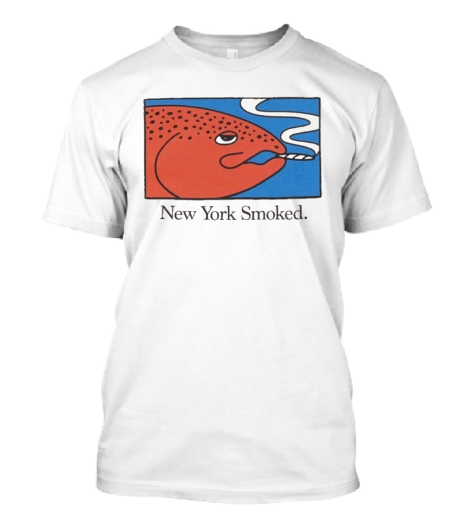 New York Smoked Fish OnlyNY Salmon Illustration Blue Background T-Shirt