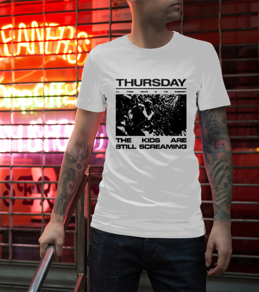 Thursday The Kids Are Still Screaming Grunge Style Vintage Comic Face T-Shirt