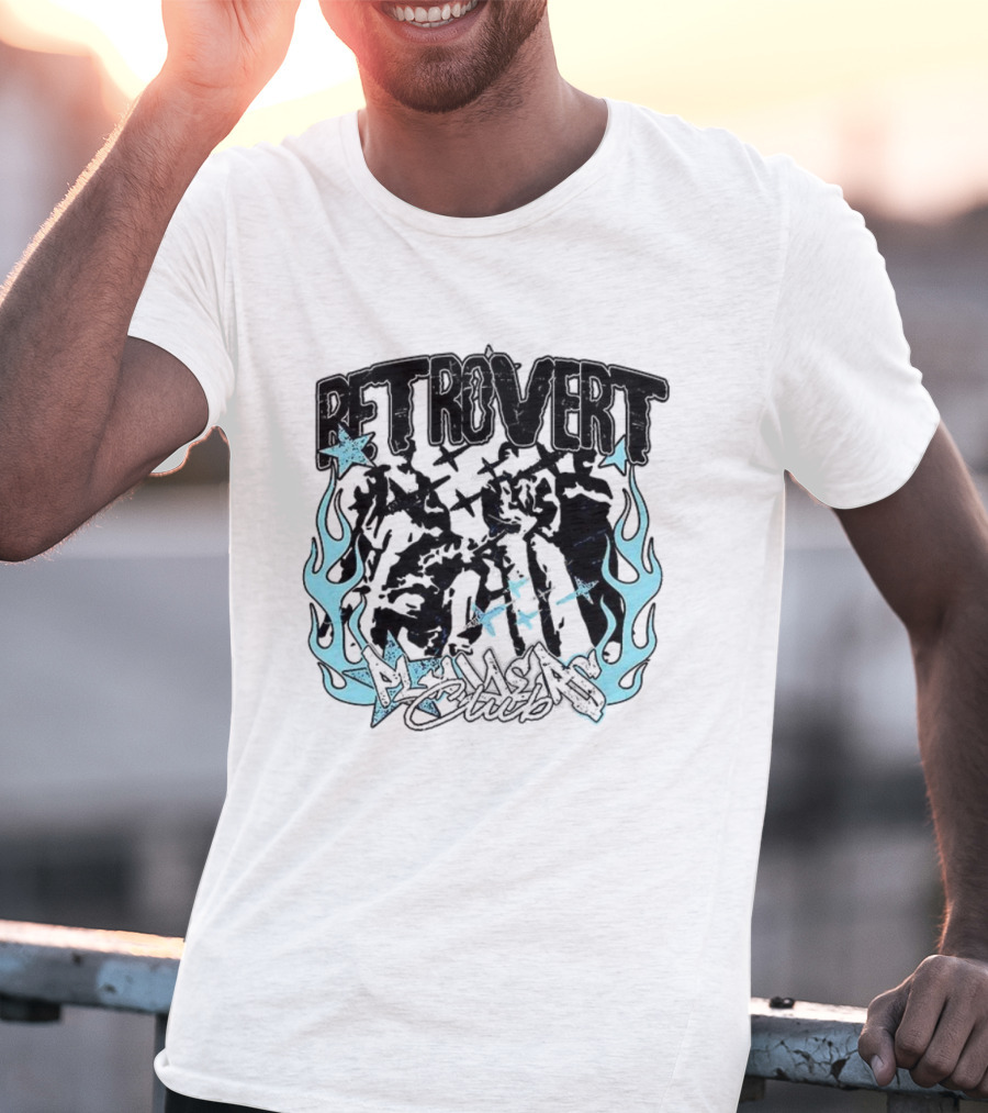 Retrovert Players Club Flames And Stars Motif T-Shirt