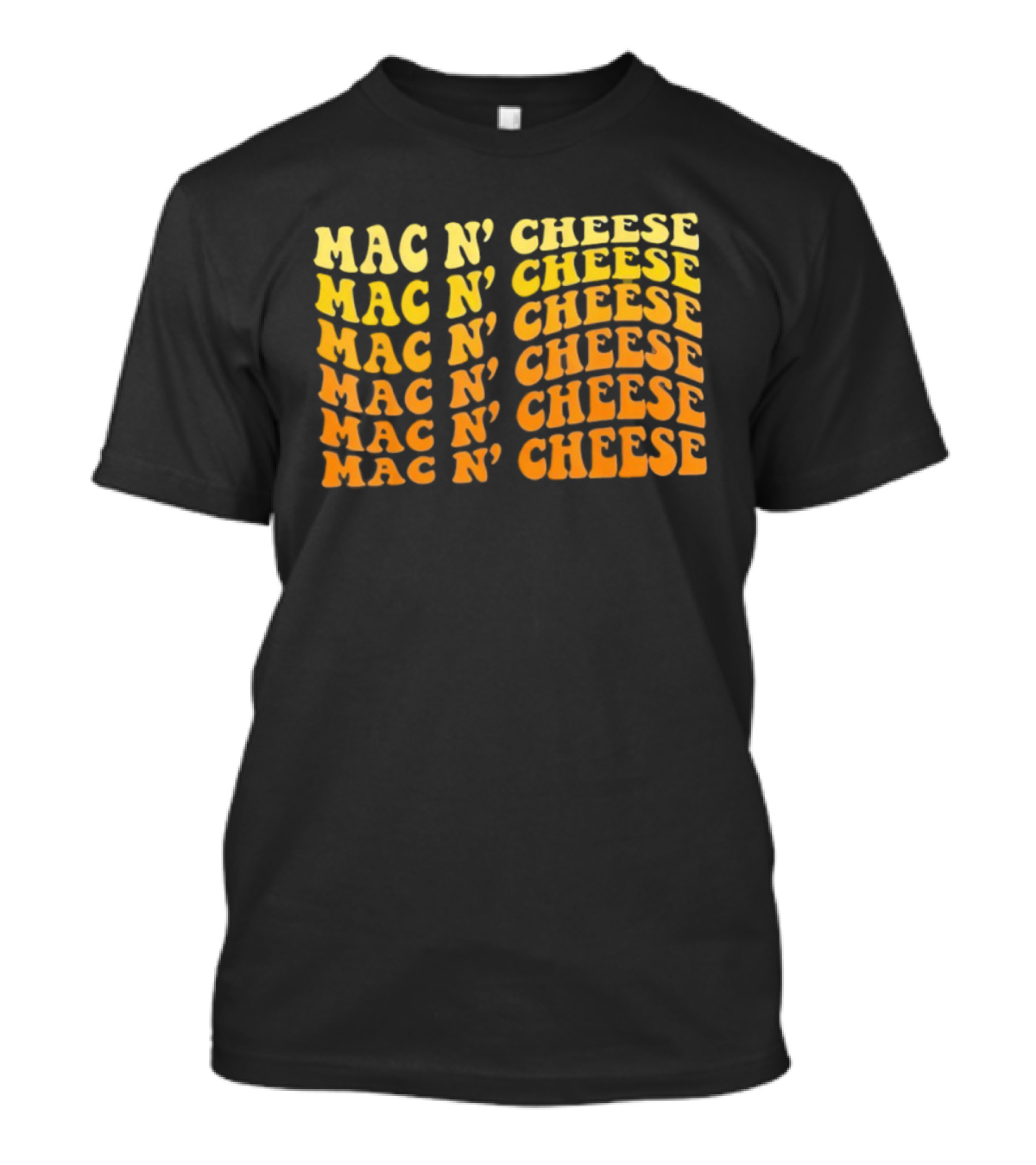 Mac N’ Cheese Repeated Text Pattern Graphic T-Shirt
