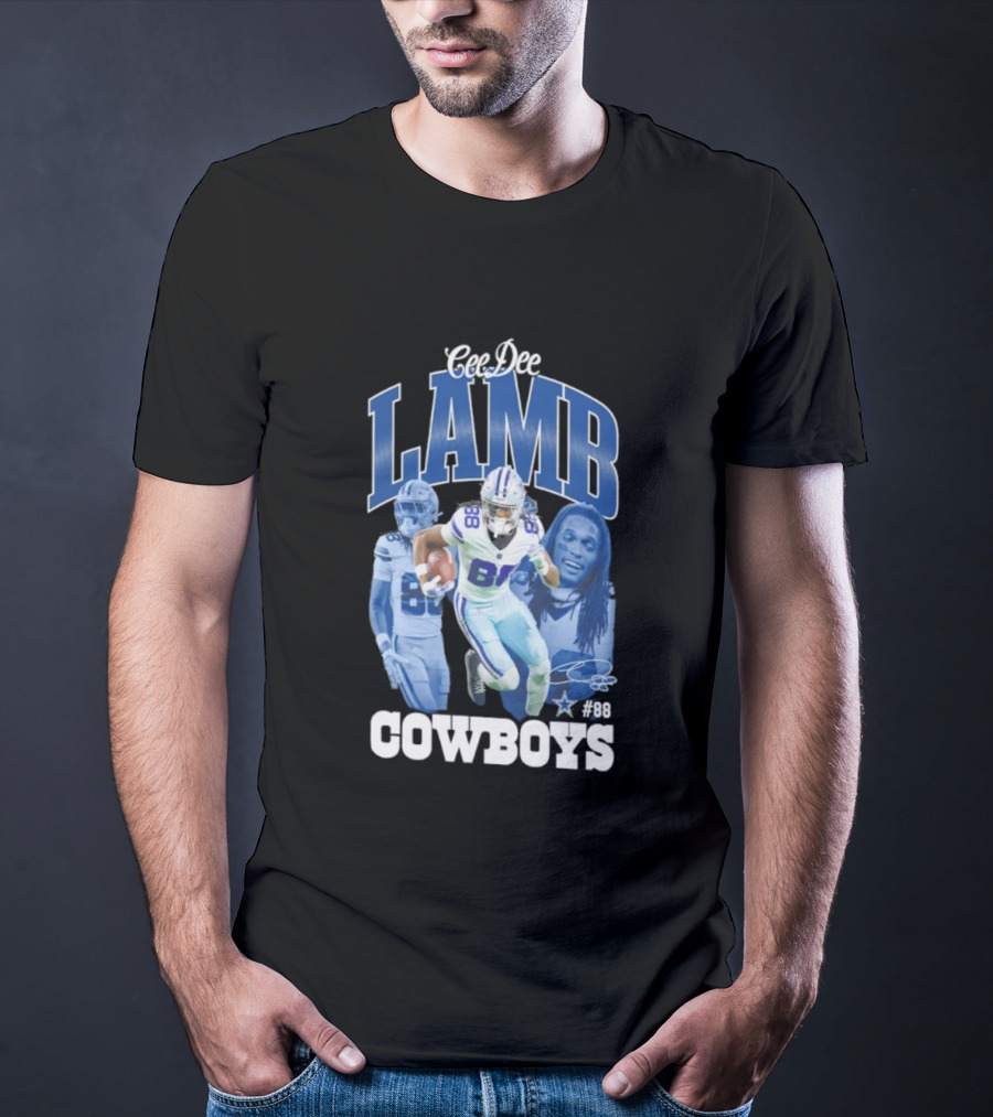 CeeDee Lamb Dallas Cowboys 88 NFL Outerstuff Triple Photo Style T-Shirt