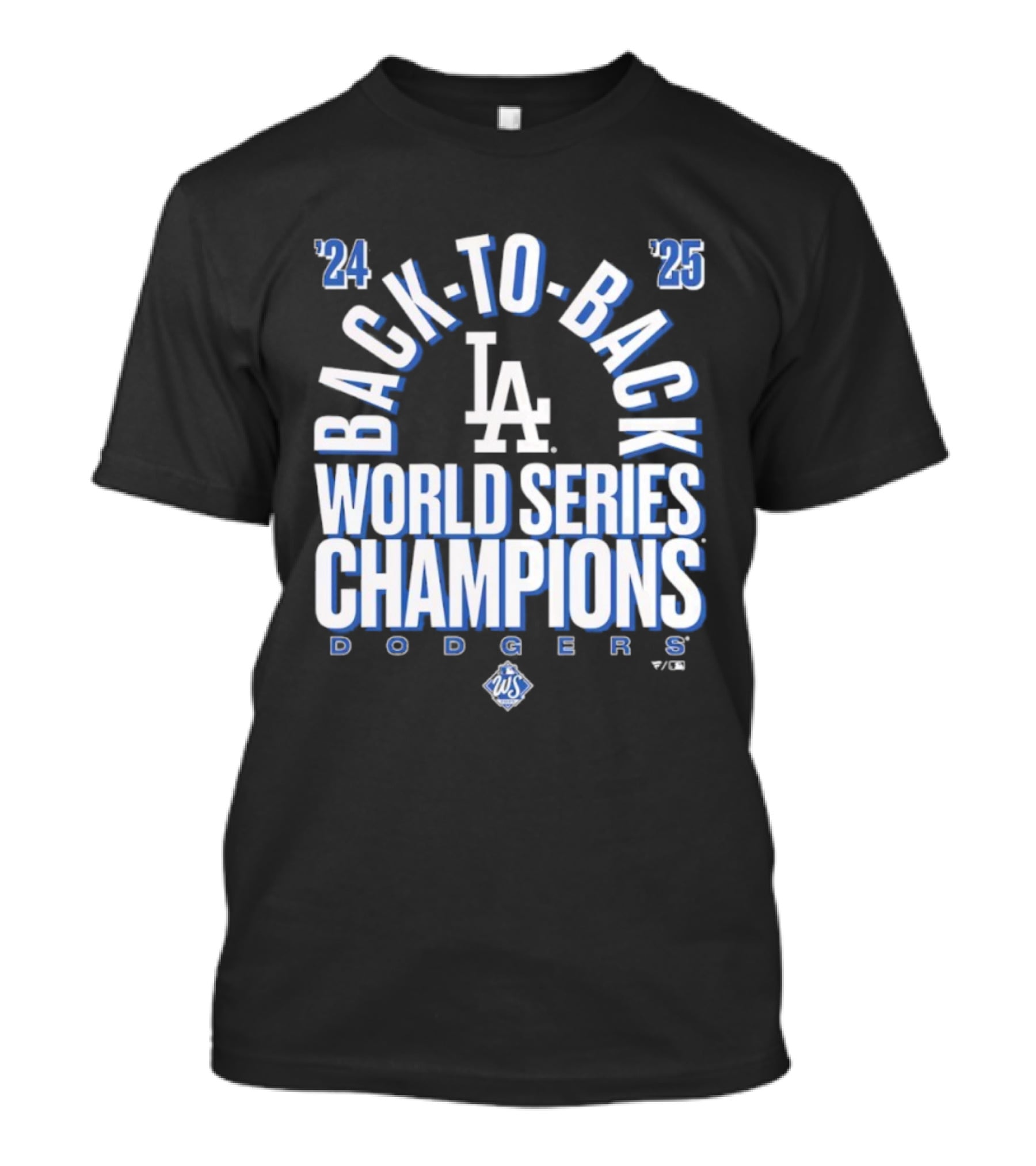 Los Angeles Dodgers 24 25 Back To Back World Series Champions LA Logo T-Shirt
