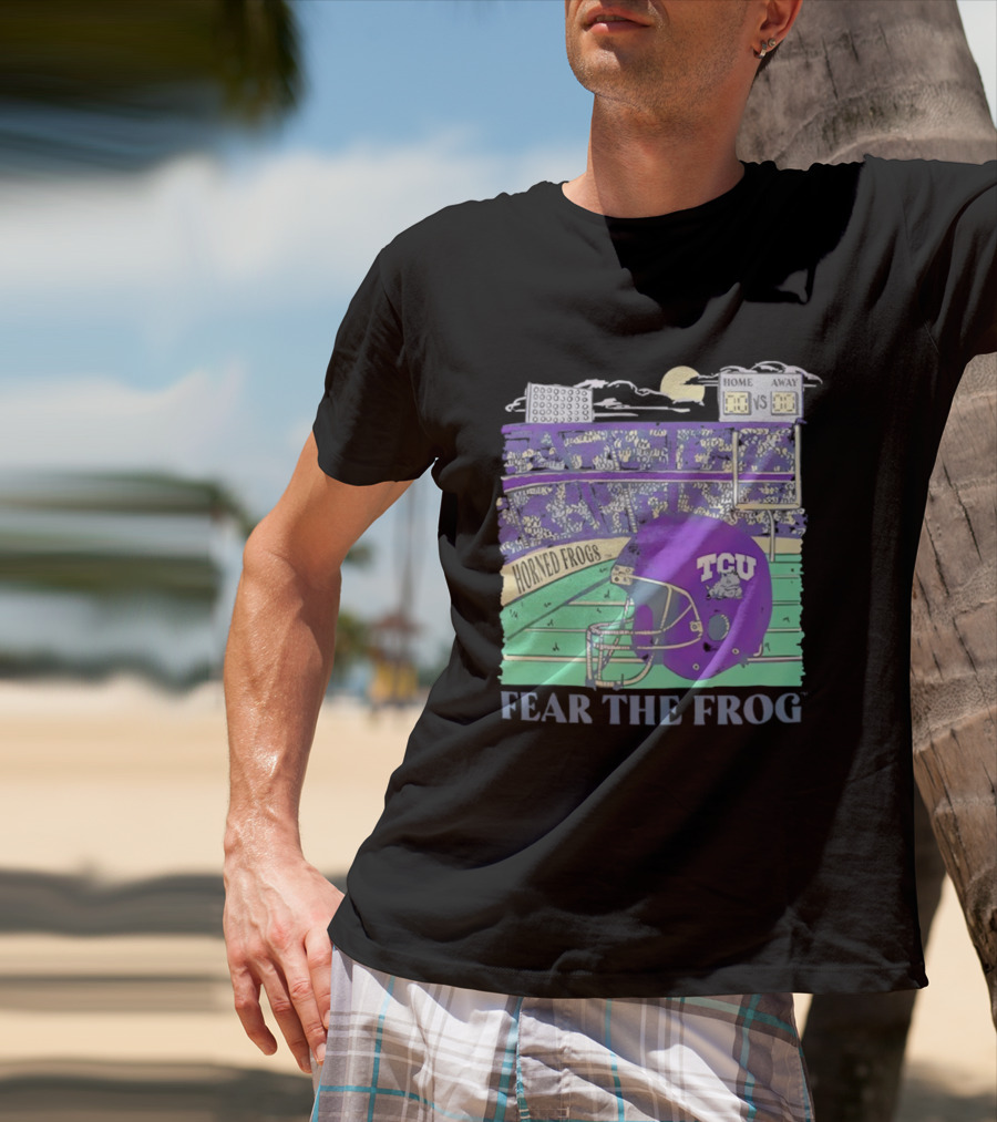 TCU Horned Frogs Football Fear The Frog Helmet Stadium Scene T-Shirt