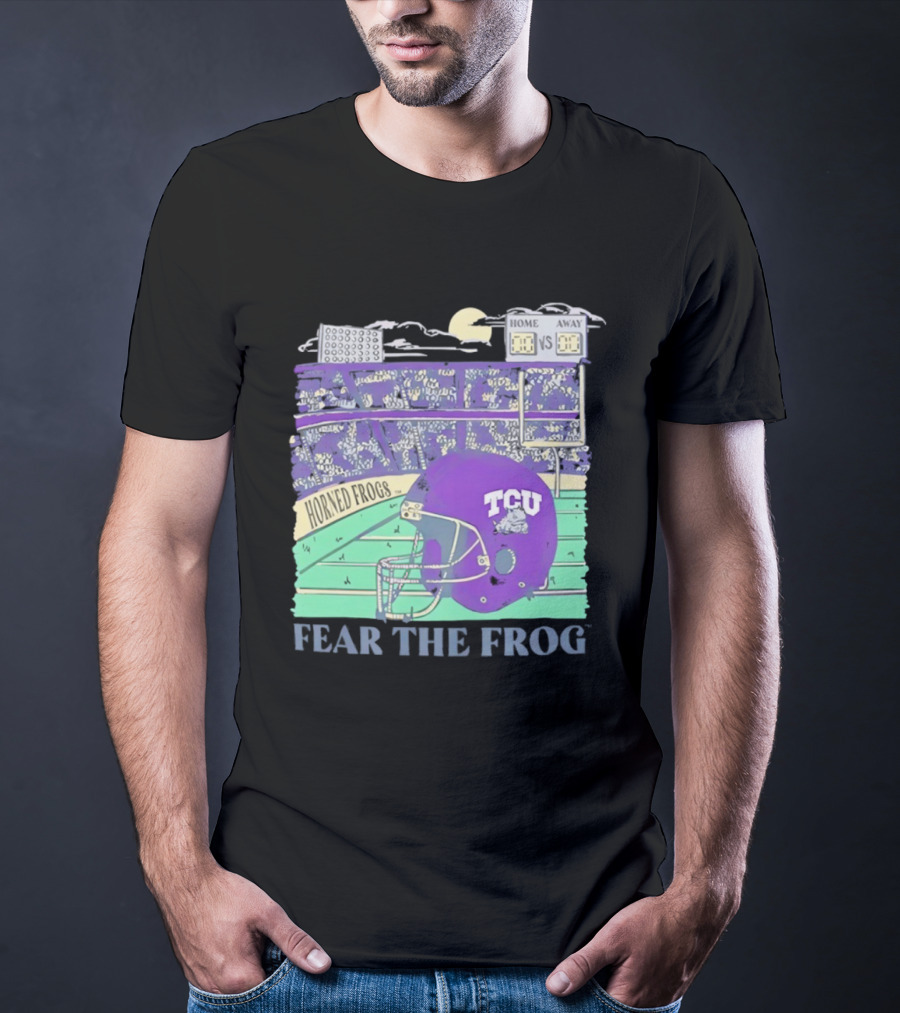 TCU Horned Frogs Football Fear The Frog Helmet Stadium Scene T-Shirt