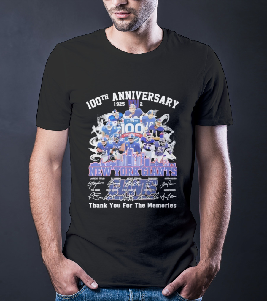 100th Anniversary New York Giants Thank You For The Memories 1925-2025 NFL Legends T-Shirt