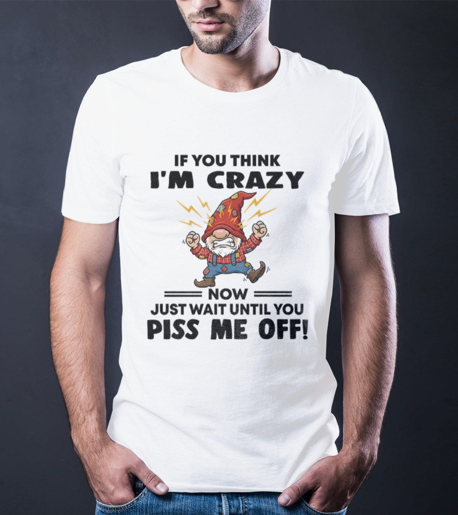 If You Think I'm Crazy Now Just Wait Until You Piss Me Off Grumpy Gnome Lightning Hat T-Shirt