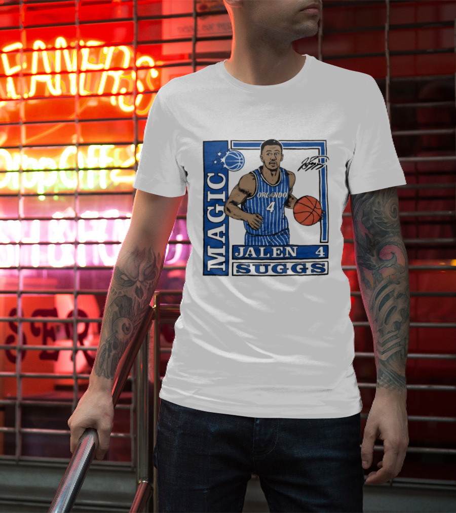 Orlando Magic Jalen Suggs Signature Wax Pack Basketball Player Number 4 T-Shirt
