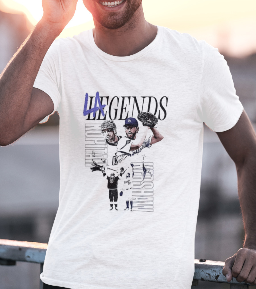 LA Legends Clayton Kershaw Los Angeles Dodgers Anze Kopitar Los Angeles Kings Tribute T-Shirt