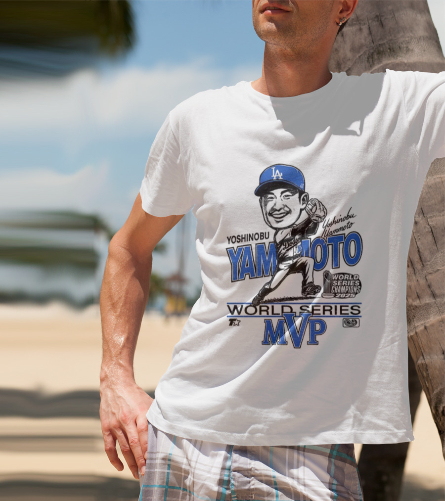 Yoshinobu Yamamoto Los Angeles Dodgers World Series MVP 2025 Baseball Caricature T-Shirt