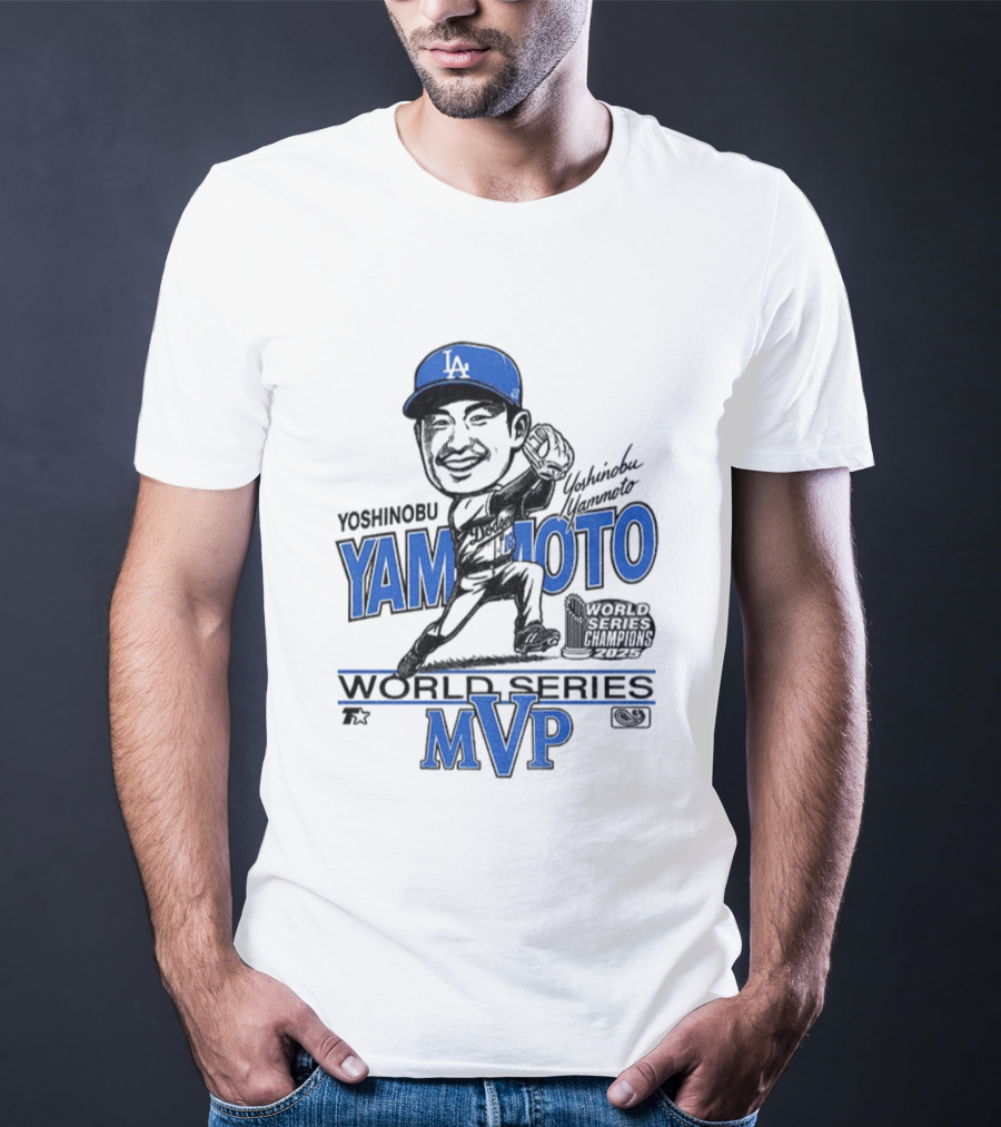 Yoshinobu Yamamoto Los Angeles Dodgers World Series MVP 2025 Baseball Caricature T-Shirt