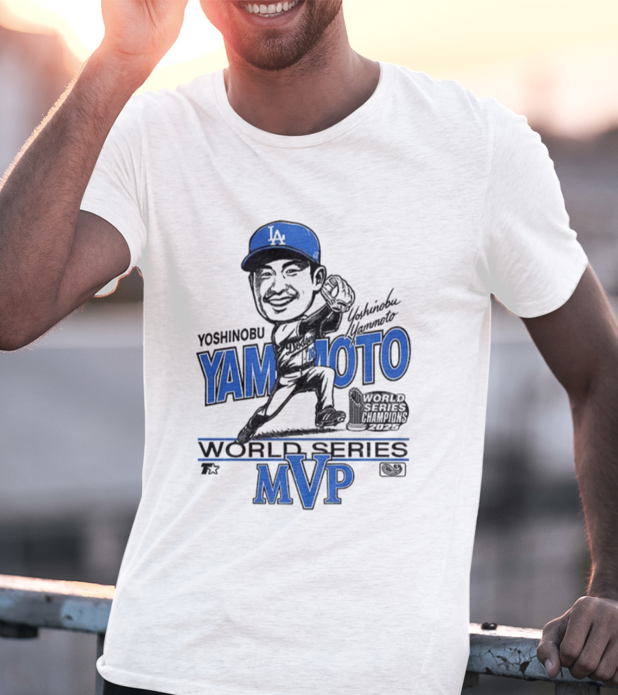 Yoshinobu Yamamoto Los Angeles Dodgers World Series MVP 2025 Baseball Caricature T-Shirt
