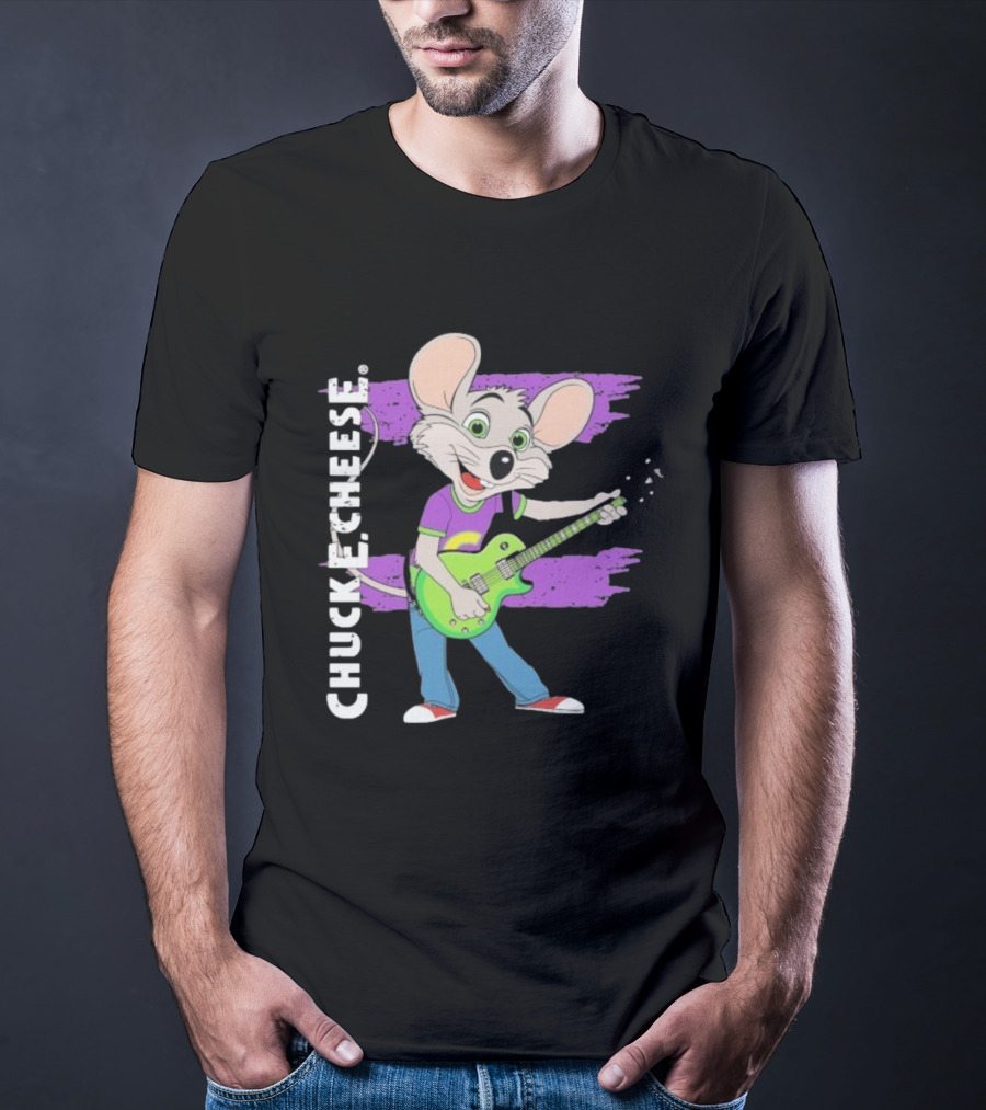 Chuck E Cheese Rockin' Mouse Playing Electric Guitar T-Shirt