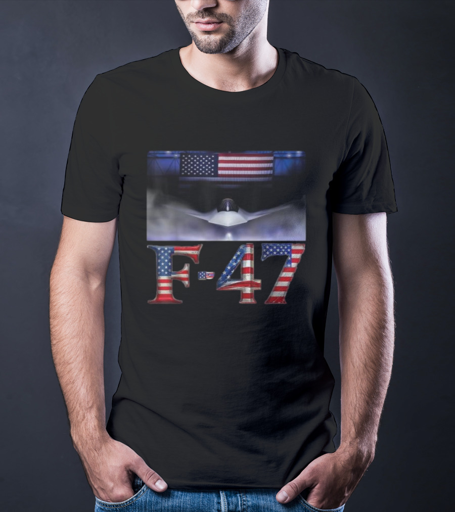 F-47 Fighter Jet American Flag Aircraft T-Shirt
