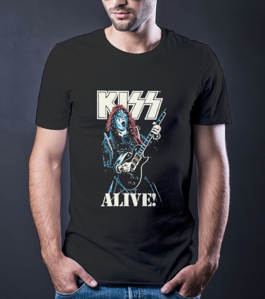 KISS Alive Spaceman Guitarist Retro Style T-Shirt
