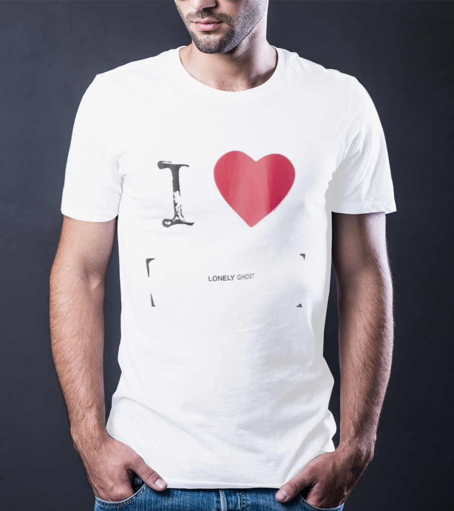 I Love Lonely Ghost Heart Stamp T-Shirt