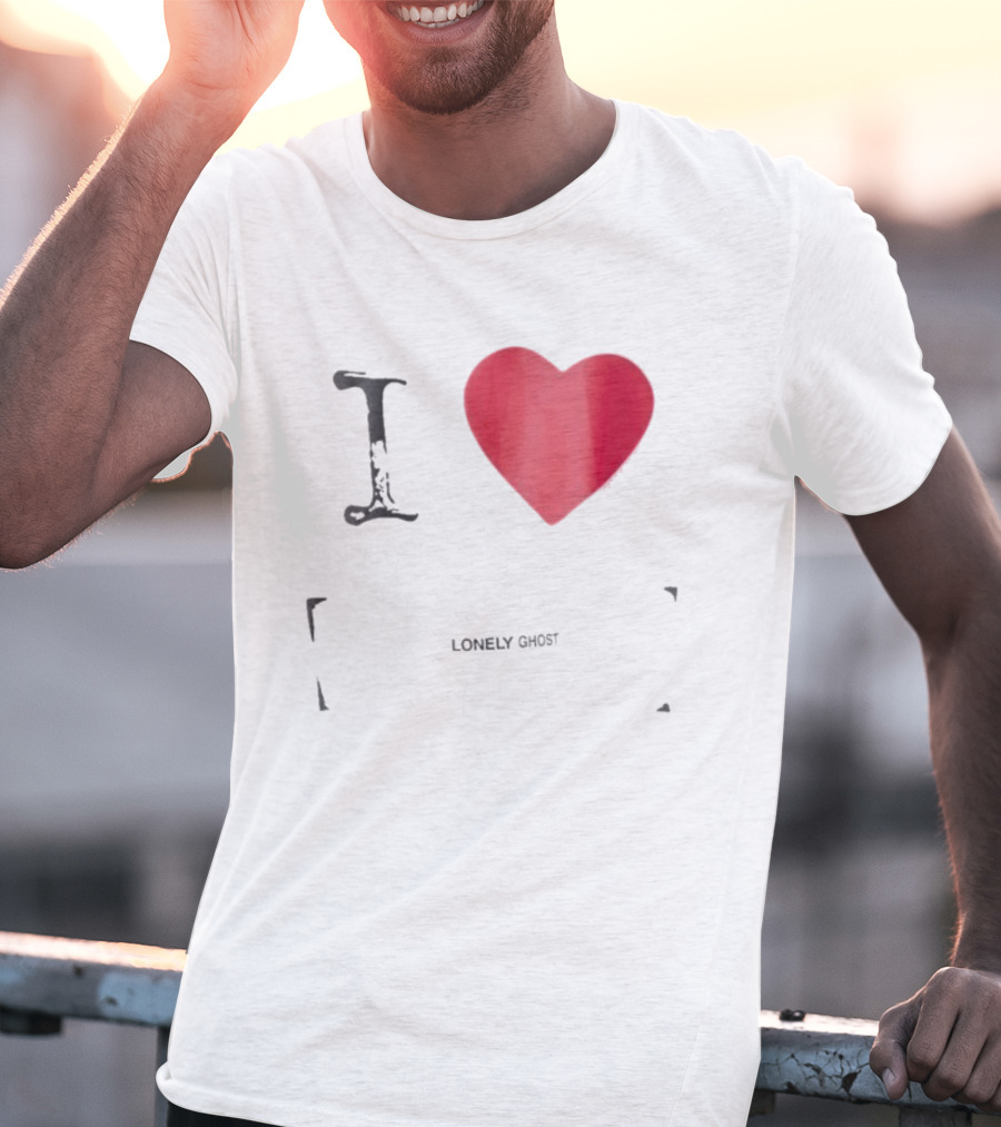 I Love Lonely Ghost Heart Stamp T-Shirt