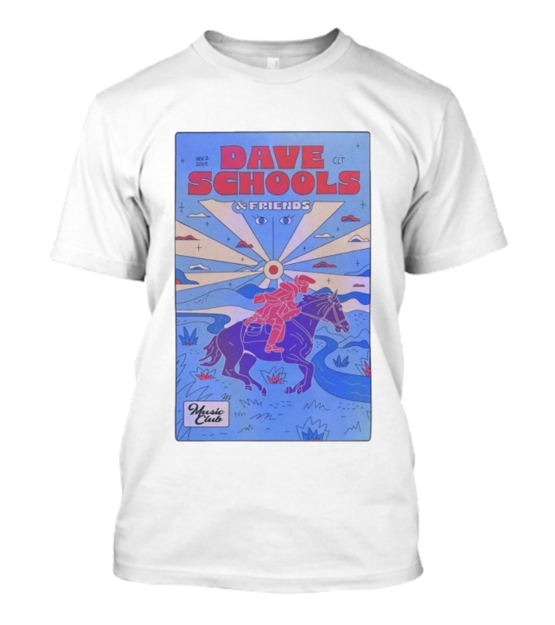 Dave Schools & Friends Nov 7 2025 Music Club Charlotte Rider Scenic Design T-Shirt
