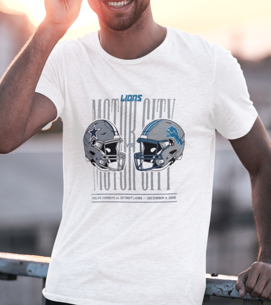 Dallas Cowboys Detroit Lions Motor City December 4 2025 Helmets Showdown T-Shirt