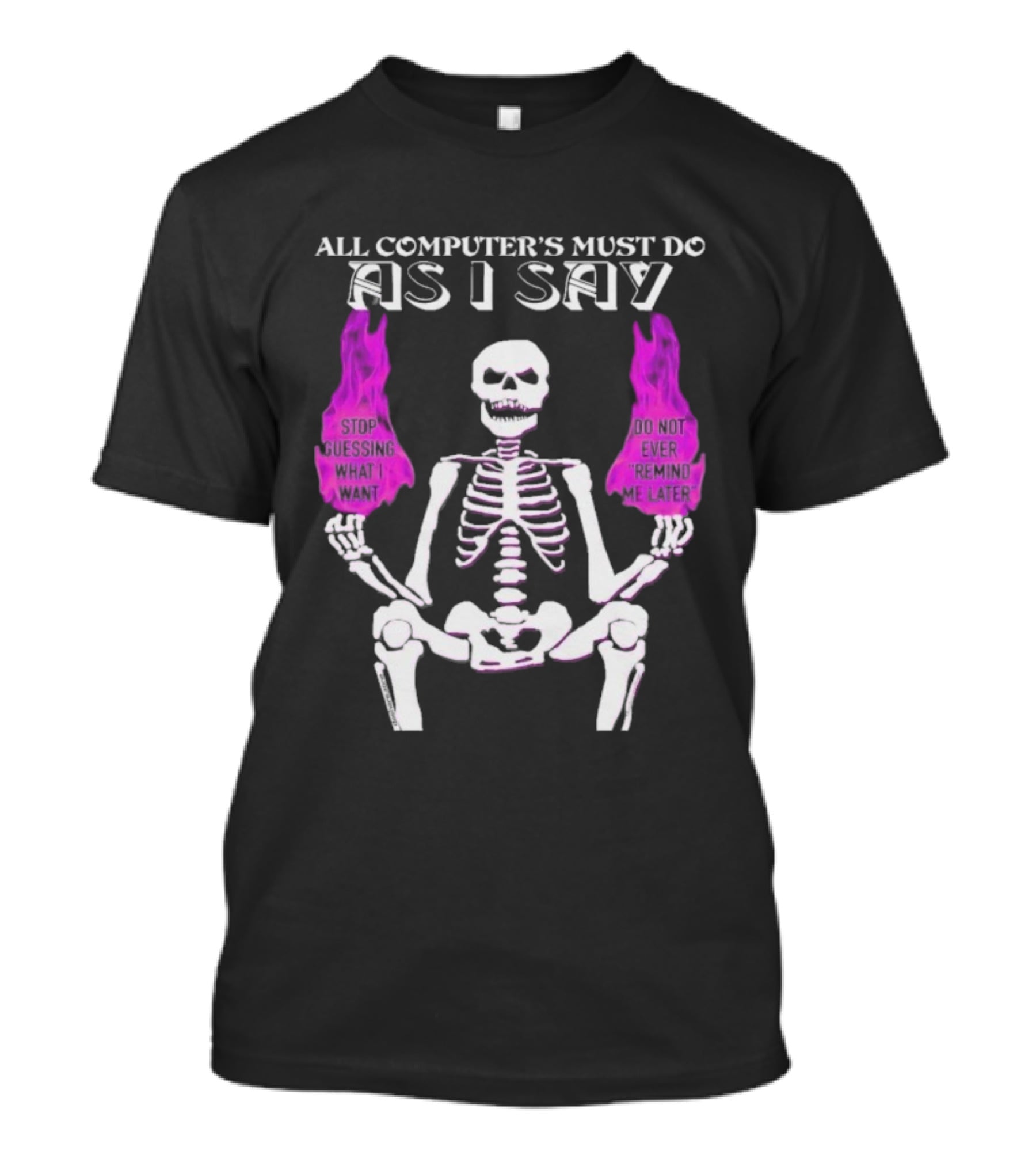 All Computer’s Must Do As I Say Stop Guessing Skeleton Flame T-Shirt