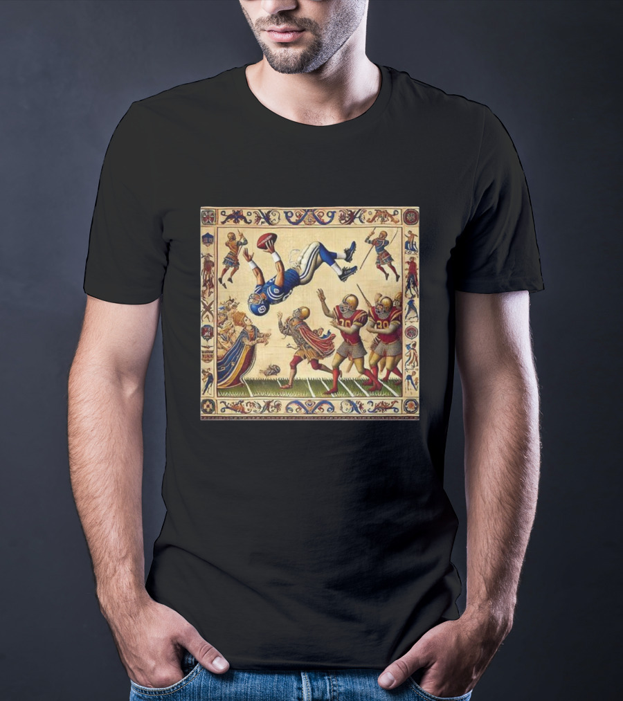 Detroit Lions Vs Washington Commanders 2025 NFL Bayeux Tapestry Style T-Shirt