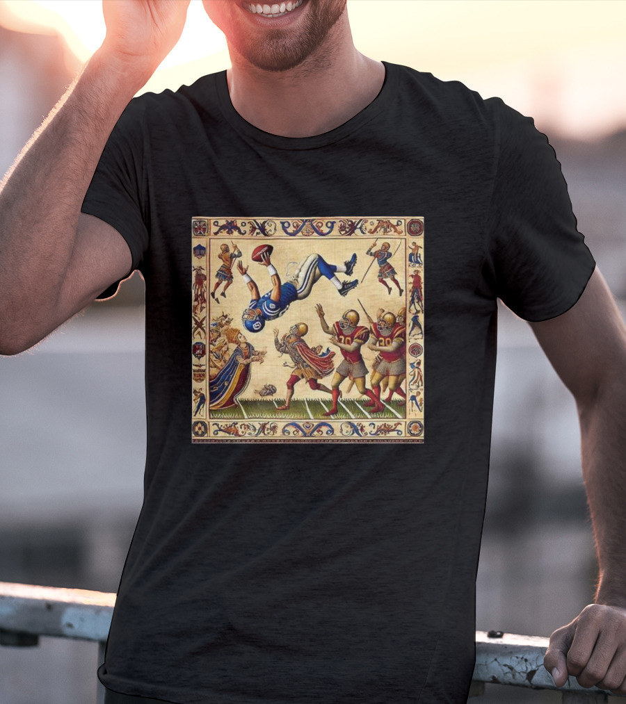 Detroit Lions Vs Washington Commanders 2025 NFL Bayeux Tapestry Style T-Shirt