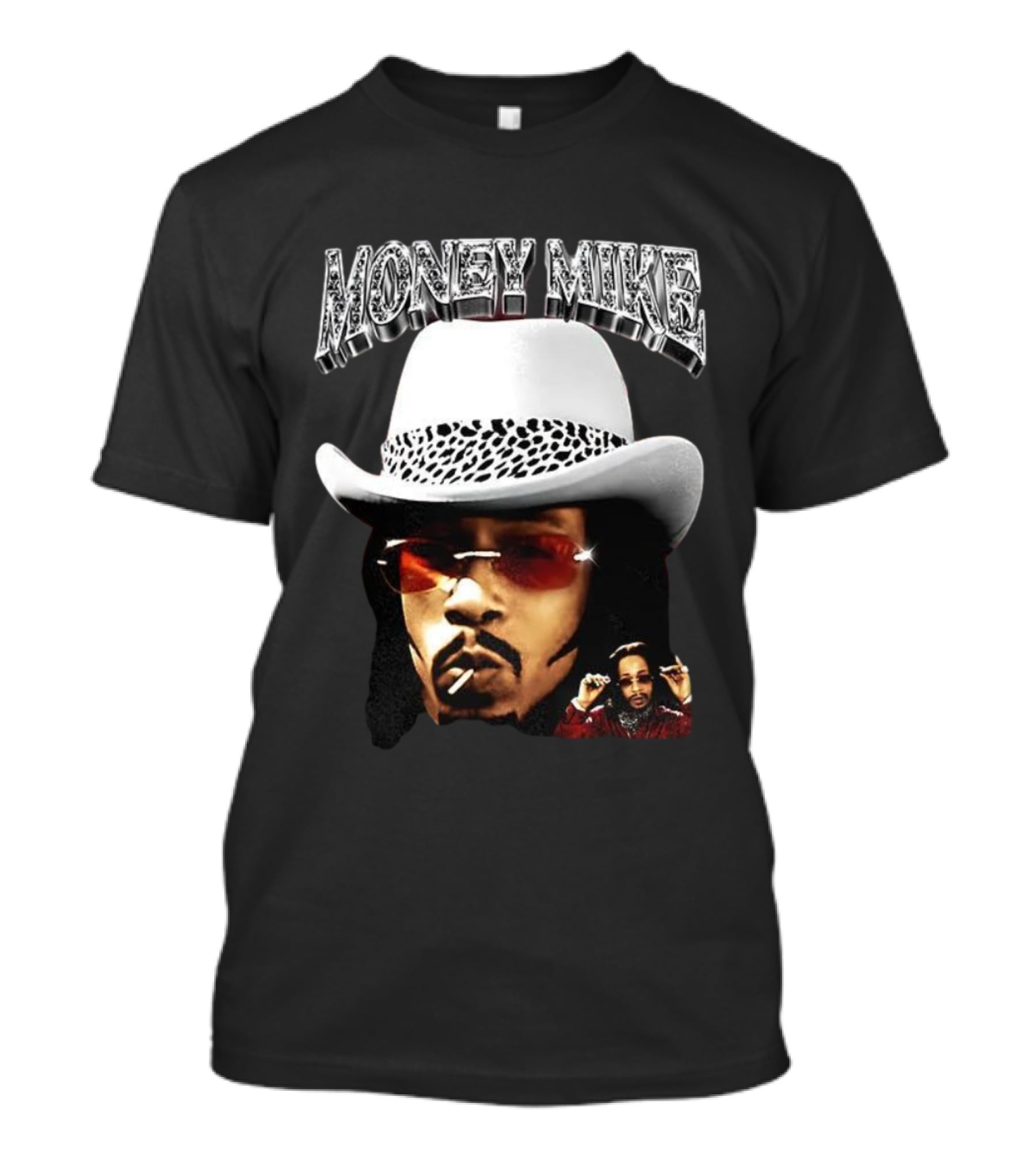 Money Mike Friday After Next Character Big Face White Hat Sunglasses T-Shirt