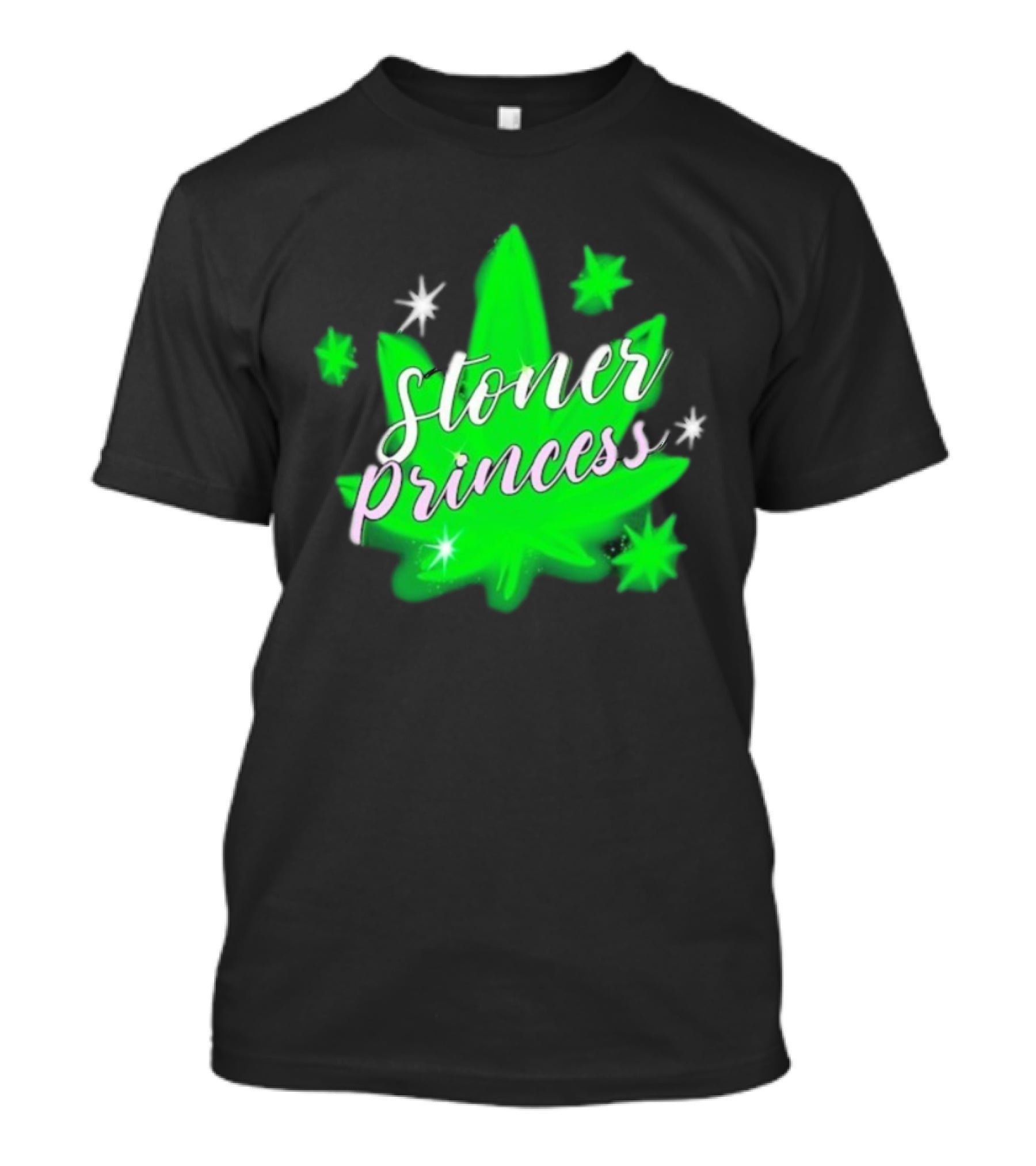Stoner Princess Cannabis Leaf Royalty Stars T-Shirt
