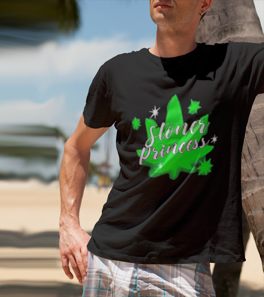 Stoner Princess Cannabis Leaf Royalty Stars T-Shirt