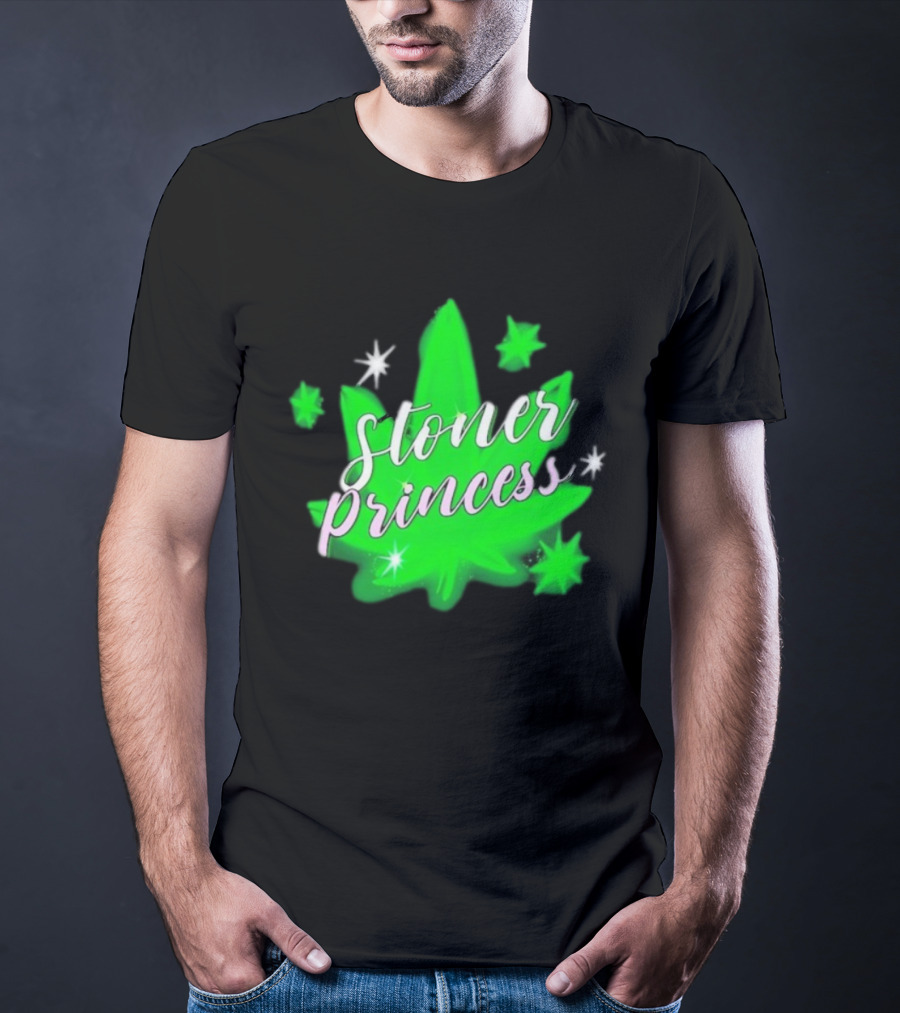 Stoner Princess Cannabis Leaf Royalty Stars T-Shirt