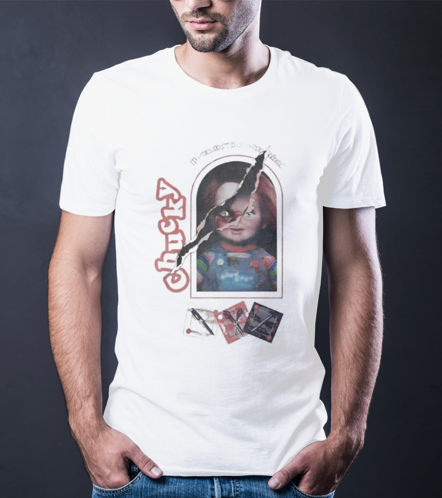 Chucky Let's Be Friends He Wants You As A Bestfriend Creepy Doll Horror T-Shirt