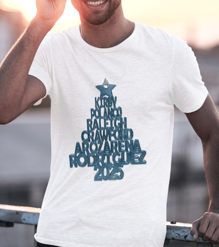 2025 Seattle Mariners Kelenic Pollock Raleigh Crawford Arozarena Rodriguez Christmas Tree T-Shirt